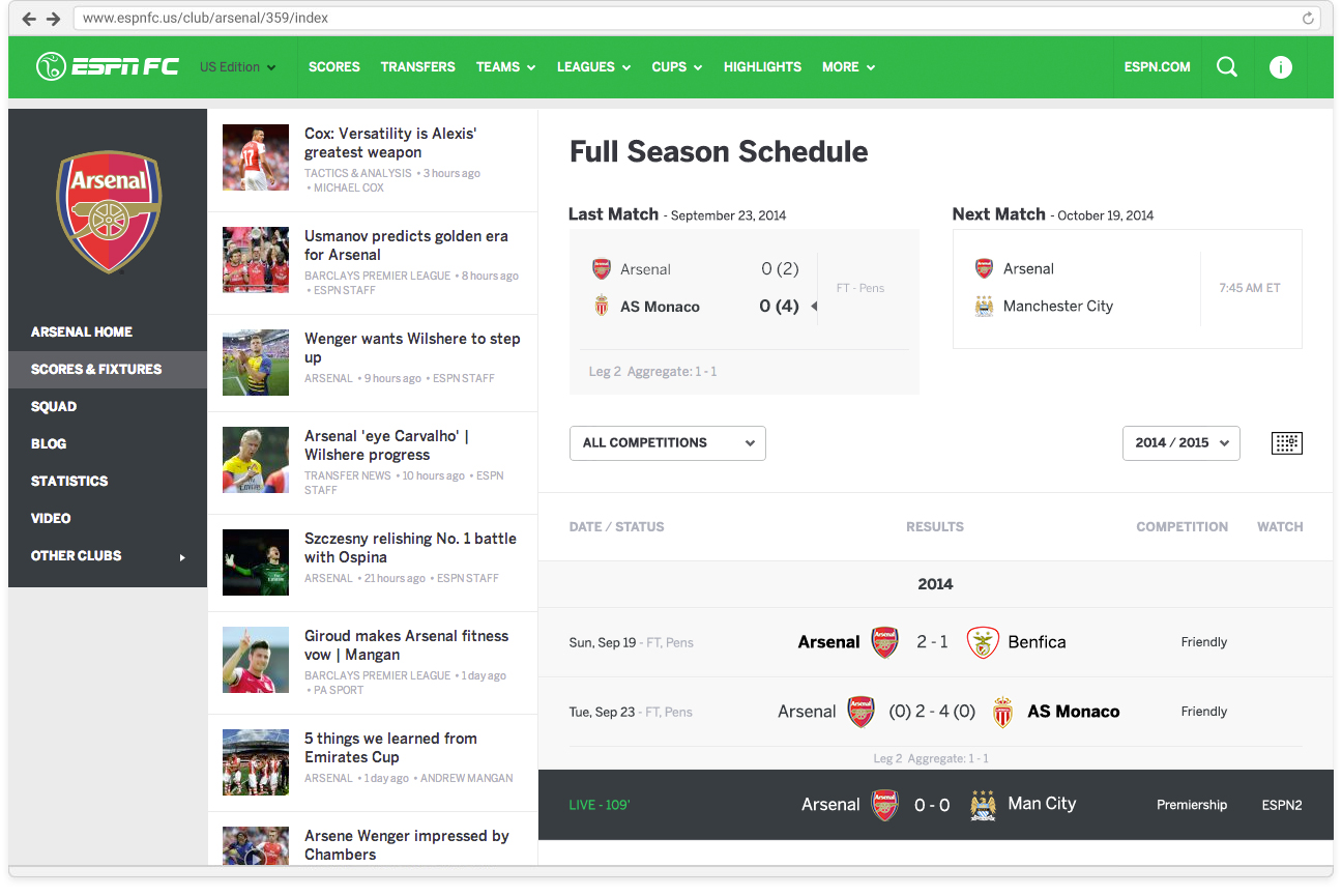 Espnfc scores on sale & fixtures